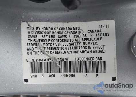 2011 Honda Civic Lx-S z USA, uszkodzony, nr VIN 2HGFA1F67BH545976